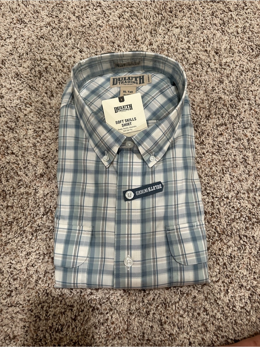 Duluth Trading Co Men's Soft Skills Plaid Button-Down Shirt - Blue/Gray